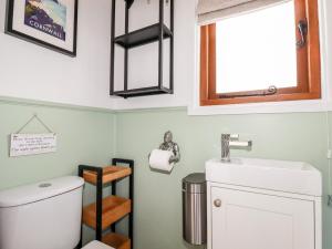 廷塔杰尔Badgers Rest的一间带卫生间、水槽和窗户的浴室