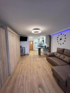 贝尼多姆Hany apartment Ducado 11-C的带沙发的客厅和厨房
