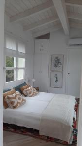 阿列恩图Villa Monti Di Li Femini的白色卧室配有一张带枕头的大白色床