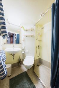 布拉格River hotel KÖNIGSTEIN的浴室配有卫生间、盥洗盆和淋浴。