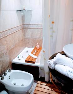 罗萨里奥Jardin Secreto的带浴缸、卫生间和盥洗盆的浴室
