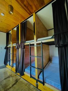 莫阿尔博阿MOMO Hostel的一间卧室配有两张双层床。