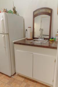 洛杉矶Cozy private Guest House的厨房配有水槽和白色冰箱