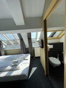 霍恩奥斯特雷兰德酒店的酒店客房设有一张床和一个卫生间。