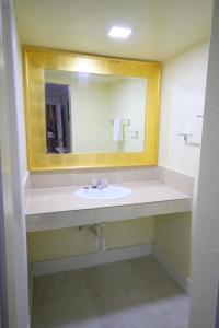 迈阿密辛巴达汽车旅馆的一间带水槽和镜子的浴室