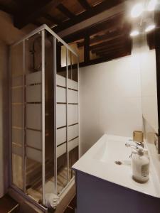 哈维亚Casa Telégrafos的一间带水槽和淋浴的浴室