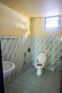 亭可马里Akki's Hostel的一间带卫生间和水槽的浴室