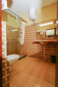 比尔瓦Hotel Sagarmatha的一间带卫生间和水槽的浴室