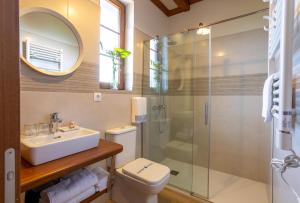 苏安塞斯波萨达蓬特波洛塔酒店的浴室配有卫生间、盥洗盆和淋浴。