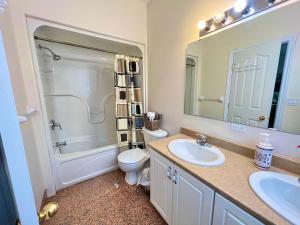 金斯顿Main Suite的一间带水槽、卫生间和镜子的浴室