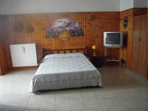 切萨雷奥港萨伦托梦想海滩住宿加早餐旅馆的一间卧室配有一张床和电视