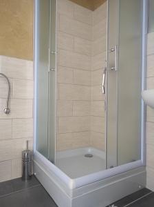 利夫诺Prenoćište Ljiljana 2的浴室里设有玻璃门淋浴