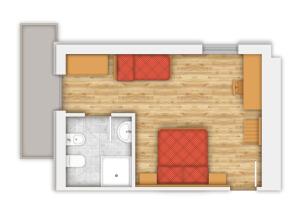 安达洛玛耀卡酒店的一个小房子的平面图,有一间房间