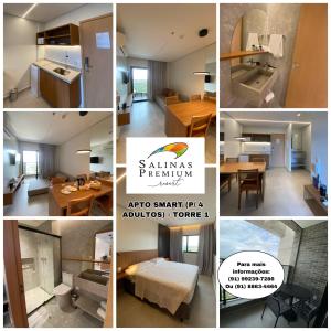 萨利诺波利斯Salinas Premium Resort的厨房和客厅的照片拼合在一起