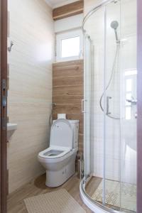 兹雷尼亚宁Zlatni Klas的一间带卫生间和淋浴的浴室