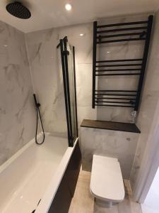 SellindgeSycamore Lodge Kent With EV Zappi type 2的浴室配有白色卫生间和浴缸。