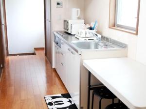 千叶Chiba - House - Vacation STAY 41221v的一间带水槽和微波炉的小厨房