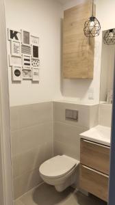 索波特Apartament 4 Piętro的一间带卫生间和水槽的浴室