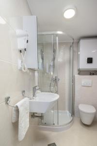 杜布罗夫尼克兹卡拉公寓的一间带水槽、淋浴和卫生间的浴室