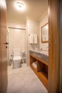 伯萨Kutlucan Oldtown的一间带卫生间、水槽和镜子的浴室