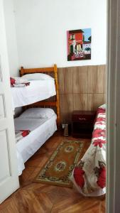 佩洛塔斯Hst Ateliê Marli Marques的一间设有两张双层床和地毯的房间