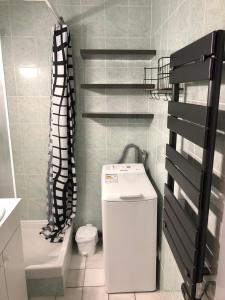 拉卡诺奥肯Appartement Climatisé avec Piscine & Mer Bleu Marine的一间带卫生间和水槽的小浴室