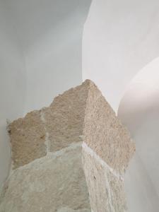 圣卡特琳娜迪纳德Masseria Vivi il Salento的一间房间内的石墙角