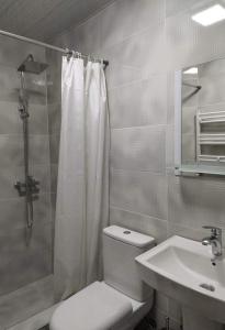 库塔伊西Hotel Devino的浴室配有卫生间、盥洗盆和淋浴。