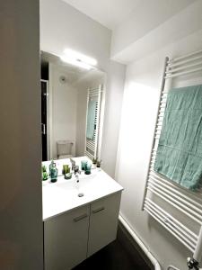 GagnyNeoresid Paris-Gagny的浴室设有白色水槽和镜子