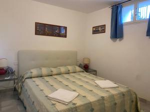 卡斯蒂里昂纳·德拉佩Casa Maremma的一间卧室配有一张床,上面有两条毛巾