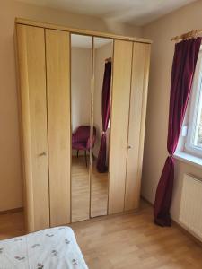格拉茨Graz Liebenau的一间卧室配有衣柜和椅子