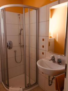 措伊滕莱克维尔公寓式酒店的带淋浴和盥洗盆的浴室