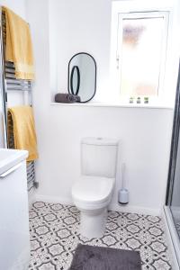 布里斯托Parkway House - Modern with great transport links的白色的浴室设有卫生间和镜子
