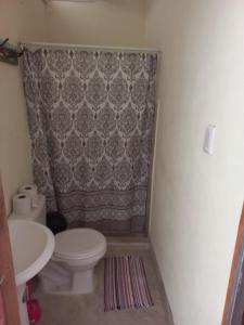 帕克拉Donde Familia Manito的一间带卫生间和淋浴帘的浴室