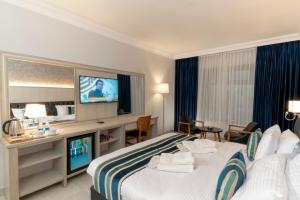 安曼尼山酒店 的酒店客房,配有床和电视