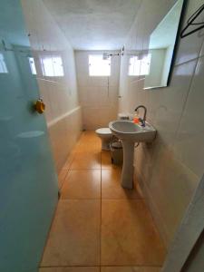 圣若泽-杜巴雷鲁Casa Pedra da Canastra的一间带水槽和卫生间的浴室