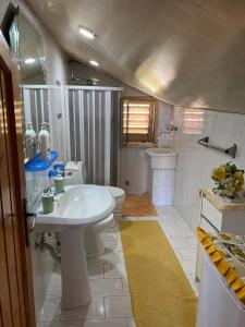 丰达切洛Villa Grazia的浴室配有白色水槽和卫生间。