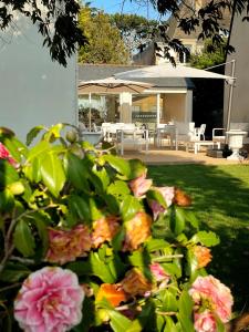卡纳克利科尔内酒店的院子里的灌木丛,花粉红色