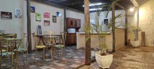 布罗塔斯Belo Quinto Styles的一间设有酒吧、凳子和植物的房间