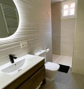 阿兰达德杜洛Apartamentos Aranda - VUT- La Cepa I - II的一间带水槽、卫生间和镜子的浴室