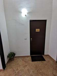 维亚格兰德Loft San Mauro的白色的室内的黑色门,有植物