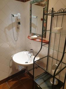 克洛斯特新堡阿尔特磨坊膳食公寓酒店的一间带水槽和镜子的浴室