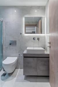 雅典Athena Studio in Gazi的一间带水槽、卫生间和镜子的浴室