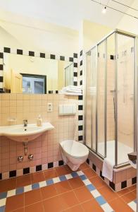 巴特法伊尔恩巴赫凯斯乐威尔特乡村酒店的一间带水槽、卫生间和淋浴的浴室