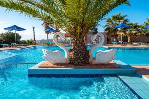 克拉法吉亚Cretan Life Holidays的游泳池中间的棕榈树