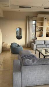 AdderetLa Villa Toscana: Pool & Elah Valley vineyard view的客厅配有两张沙发和一张桌子