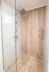 伊罗达Elounda Dream House 2的浴室里设有玻璃门淋浴