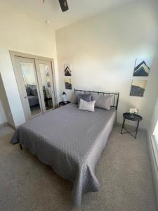 休斯顿2bedroom 1Bath 10 mins to Texas Medical的一间卧室配有一张大床和镜子