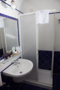 桑格罗堡提格里奥酒店的一间带水槽和淋浴的浴室
