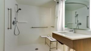 斯汤顿Holiday Inn Staunton Conference Center, an IHG Hotel的白色的浴室设有水槽和淋浴。